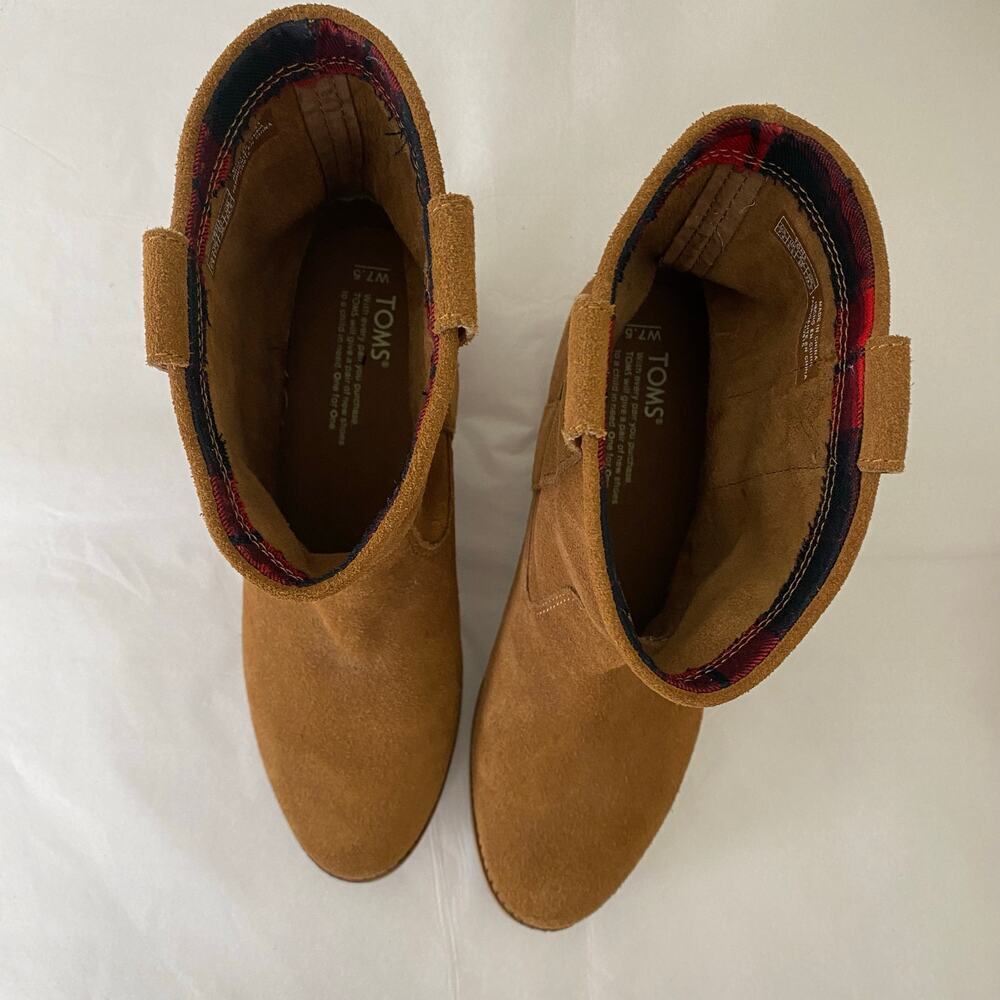 TOMS Laurel Cognac Suede Pull On Ankle Boots Tan Size 7.5 NWT - Picture 11 of 15